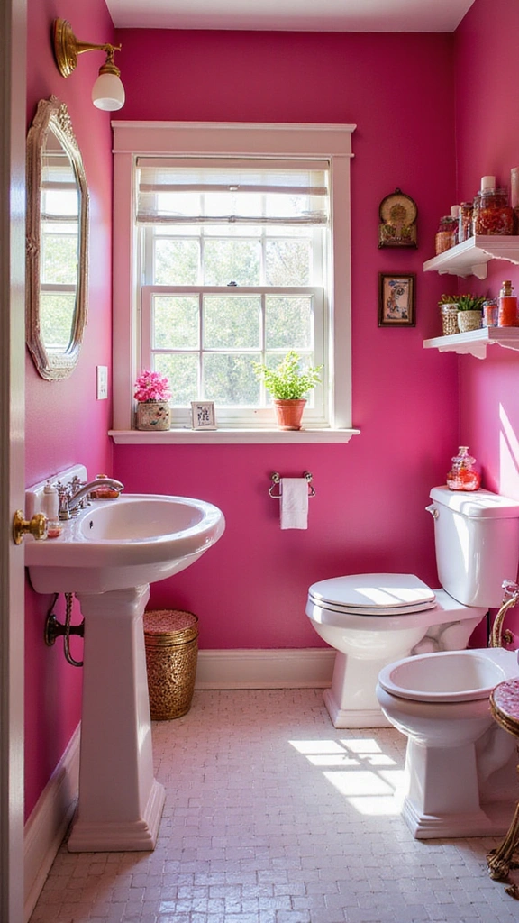 40 Bold Bathroom Color Inspirations That Will Make You Want to Redecorate (#30 is a Game-Changer!) - 34. Radiant Raspberry