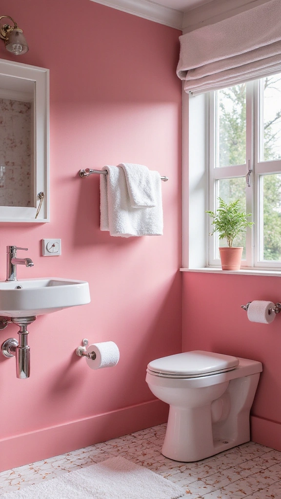 40 Bold Bathroom Color Inspirations That Will Make You Want to Redecorate (#30 is a Game-Changer!) - 39. Captivating Raspberry Pink