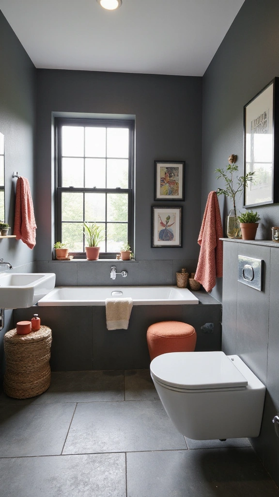 40 Bold Bathroom Color Inspirations That Will Make You Want to Redecorate (#30 is a Game-Changer!) - 8. Sleek Slate Gray