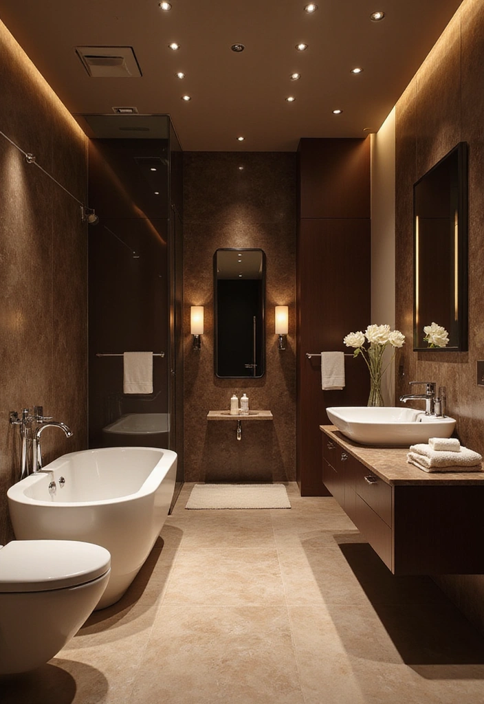 40 Stunning Bathroom Colour Schemes That Will Transform Your Space (You Won't Believe #7!) - 14. Rich Chocolate and Cream