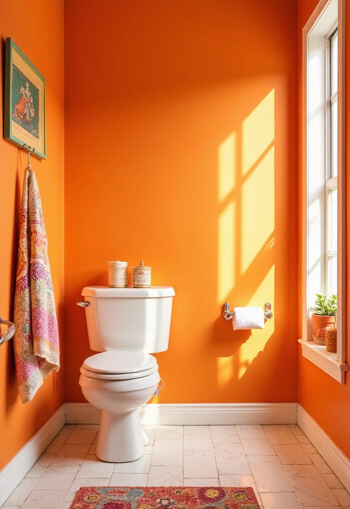 40 Stunning Bathroom Colour Schemes That Will Transform Your Space (You Won't Believe #7!) - 20. Bright Orange and White