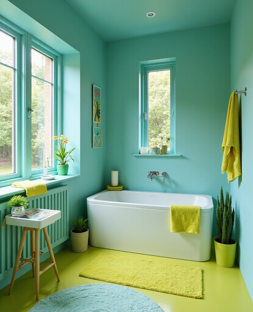40 Stunning Bathroom Colour Schemes That Will Transform Your Space (You Won't Believe #7!) - 27. Playful Turquoise and Lime