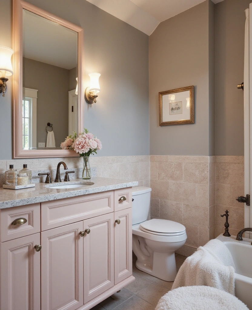 40 Stunning Bathroom Colour Schemes That Will Transform Your Space (You Won't Believe #7!) - 30. Chic Taupe and Blush