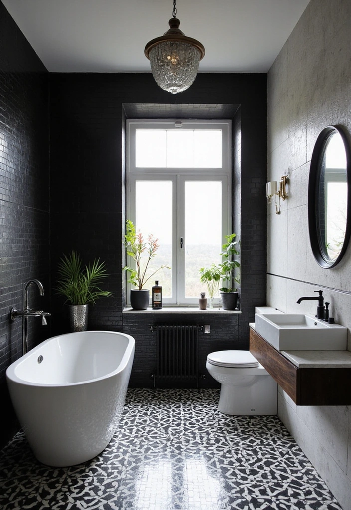 40 Stunning Bathroom Colour Schemes That Will Transform Your Space (You Won't Believe #7!) - 4. Bold Black and White