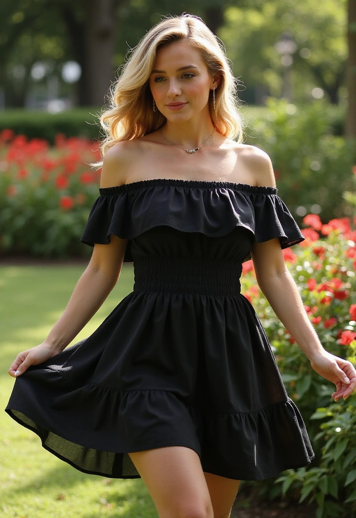 41 Off Shoulder Black Mini Dresses That Will Make Heads Turn (You Won't Believe #15!) - 1. Ruffled Elegance