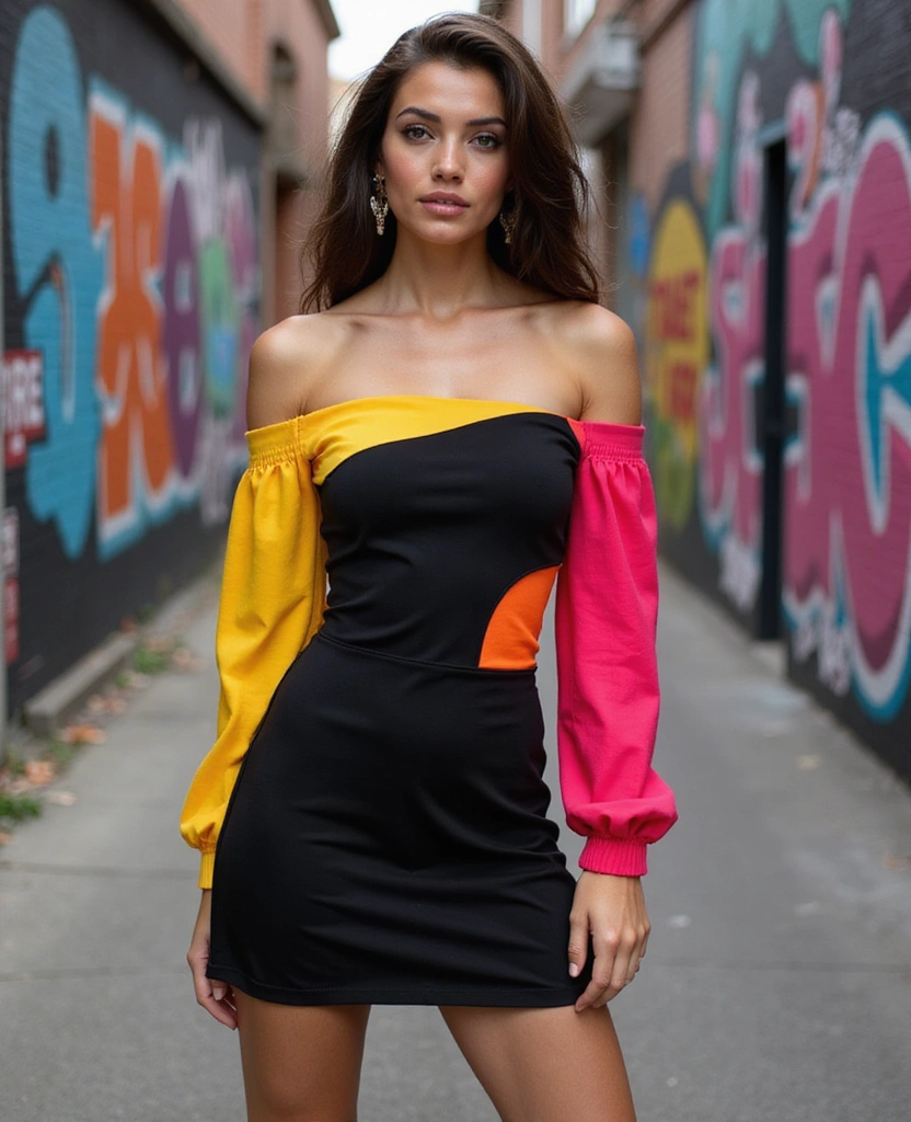 41 Off Shoulder Black Mini Dresses That Will Make Heads Turn (You Won't Believe #15!) - 29. Color Blocked Elegance