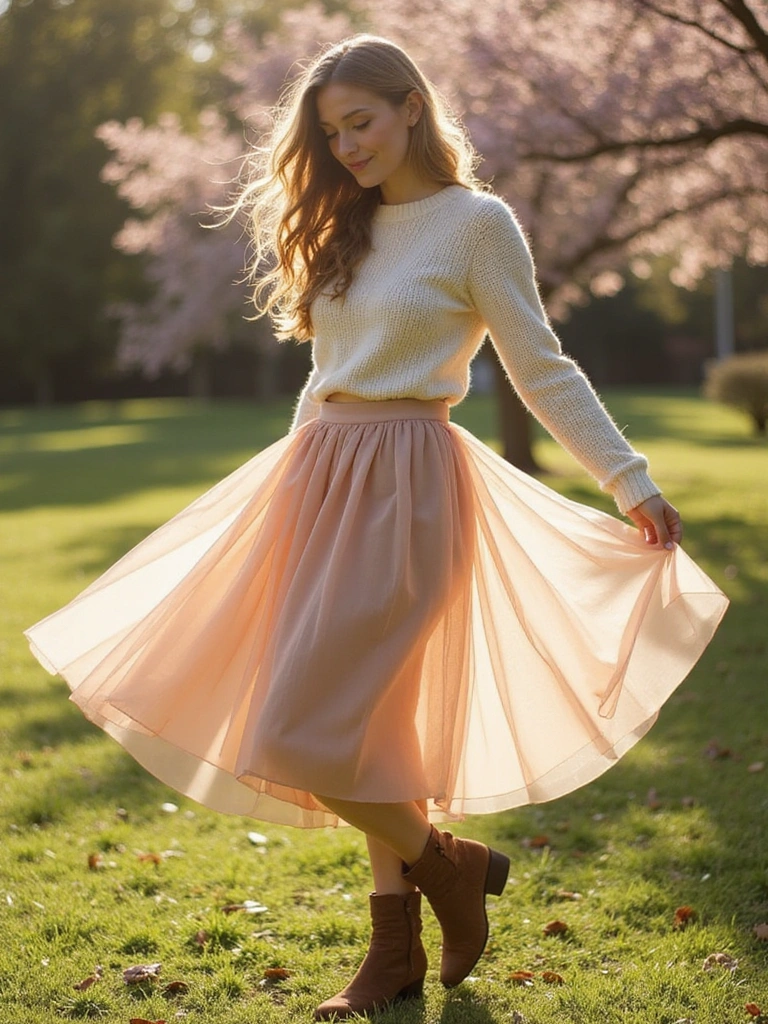 Discover 37 Feminine Street Style Outfits You Need to Try This Season! - 9. Feminine Layering with Tulle