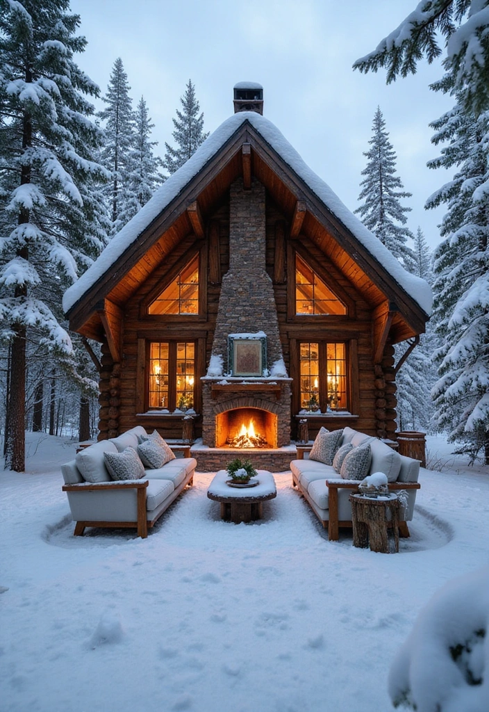 Explore 35 Cottagecore Homes That Perfectly Capture Rustic Aesthetic (You’ll Want to Move In!) - 33. Cozy Snowy Retreat