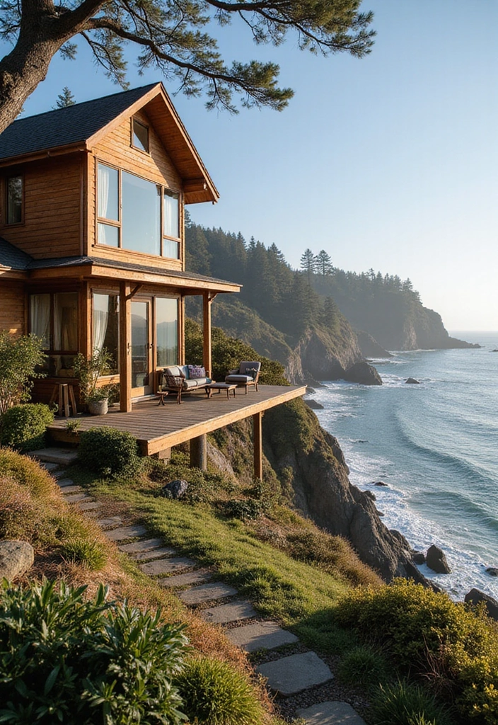 Explore 35 Cottagecore Homes That Perfectly Capture Rustic Aesthetic (You’ll Want to Move In!) - 6. Cozy Cliffside Bungalow