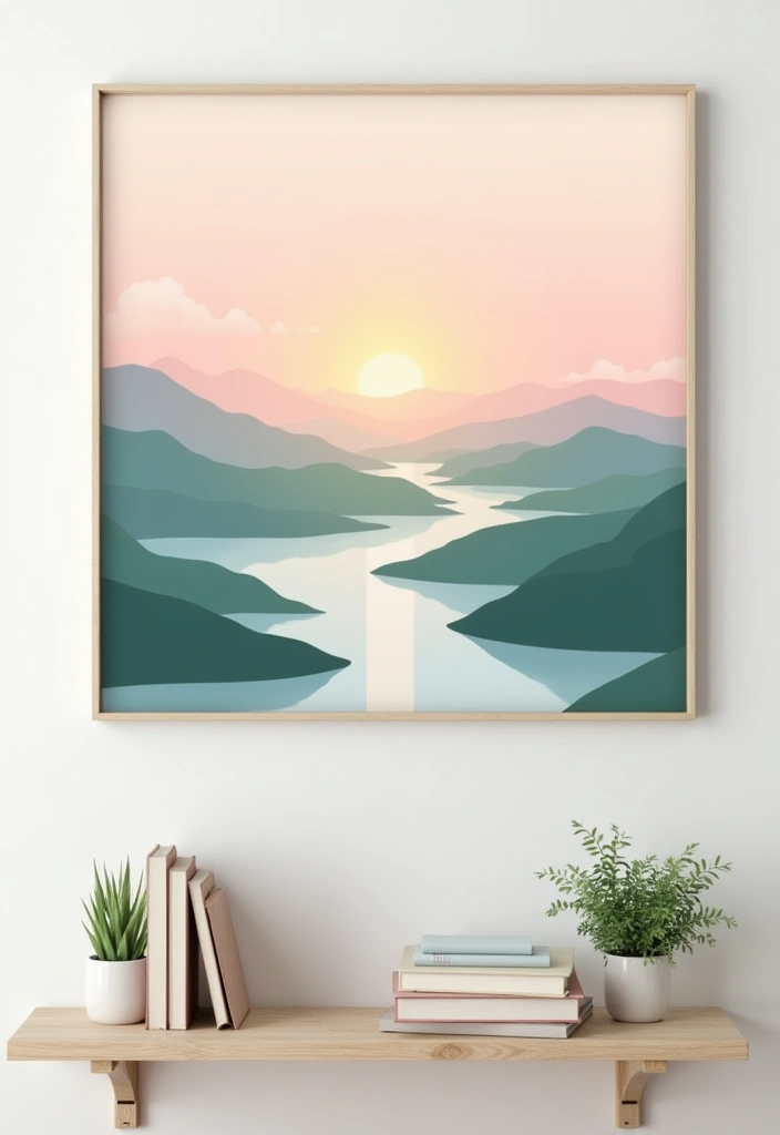 Serenity Pixels: 34 Minimalist Aesthetic Wallpapers for DIY Wall Art - 1. Soft Pastel Landscapes