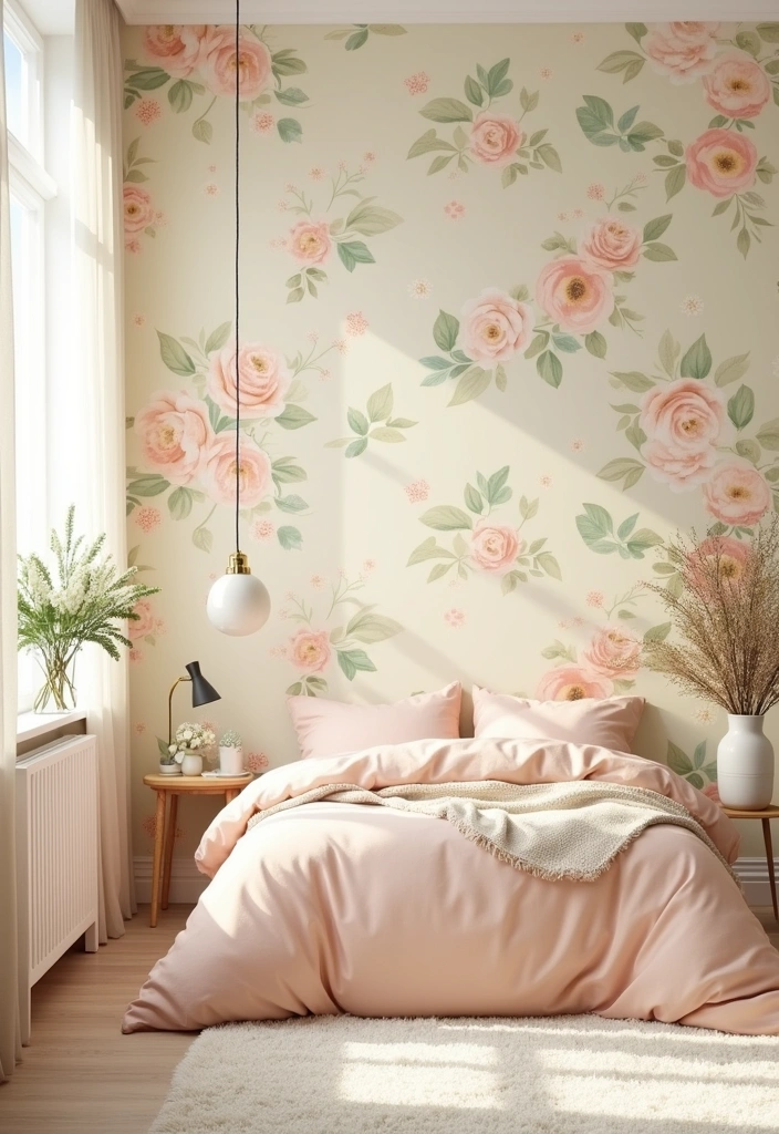 Serenity Pixels: 34 Minimalist Aesthetic Wallpapers for DIY Wall Art - 8. Soft Floral Designs