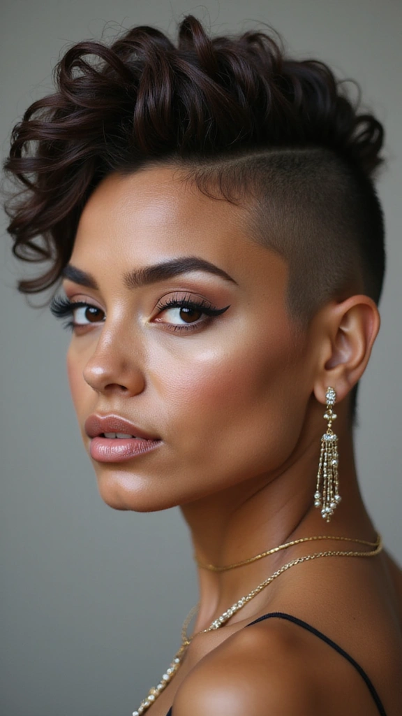 20 Stylish Short Haircuts for Black Women to Try This Year - 5. Curly Mohawk with Shaved Sides