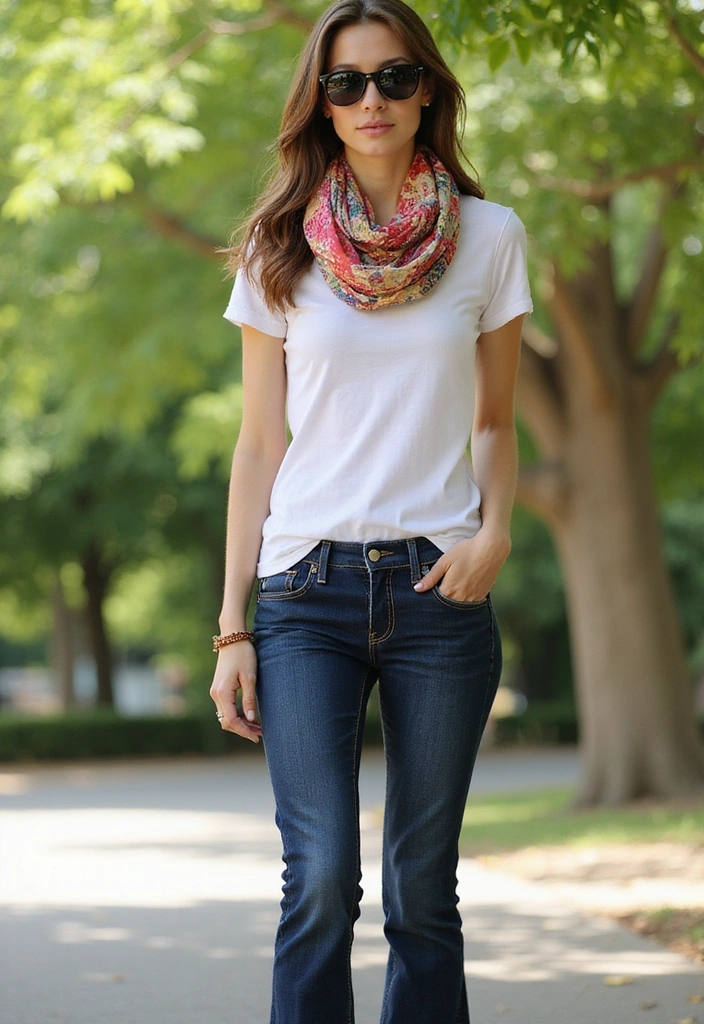 21+ Stunning Boot Cut Denim Looks That Blend Vintage and Modern Styles (Prepare to Be Inspired by #16!) - 1. The Classic White Tee and Boot Cut Combo