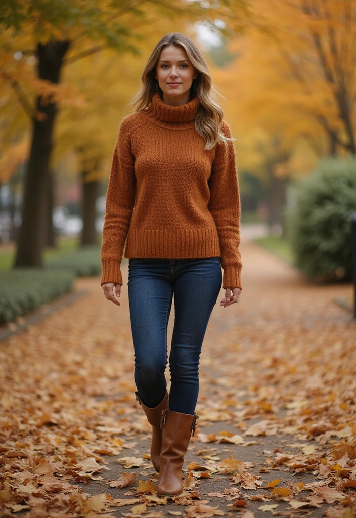 21+ Stunning Boot Cut Denim Looks That Blend Vintage and Modern Styles (Prepare to Be Inspired by #16!) - 12. Chic with a Turtleneck Sweater
