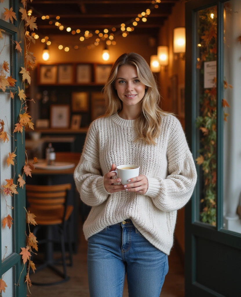 21+ Stunning Boot Cut Denim Looks That Blend Vintage and Modern Styles (Prepare to Be Inspired by #16!) - 22. Cozy with a Chunky Knit Sweater