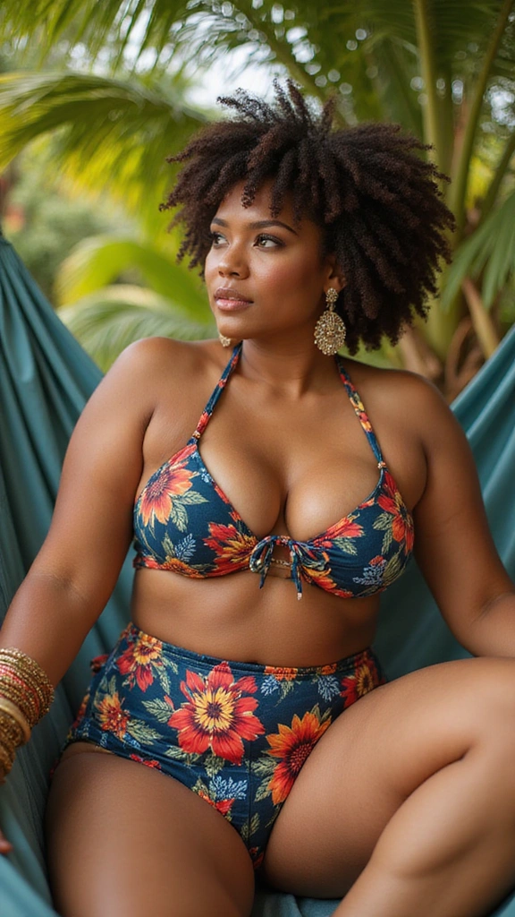 21 Stunning Plus Size Swimwear Styles That'll Make You the Star of the Beach! - 2. High-Waisted Bikini in Tropical Print