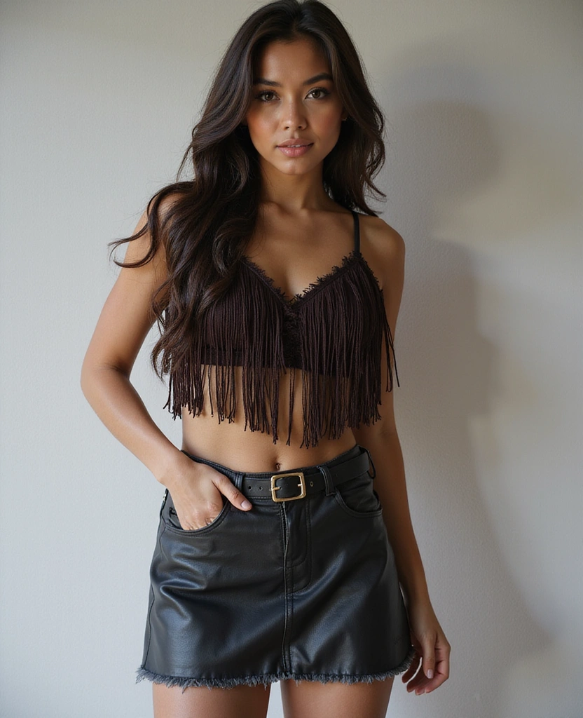 24 Stunning Leather Skirt Outfits You Need to Try Right Now (Especially #19!) - 17. Bohemian Flair with a Fringe Top