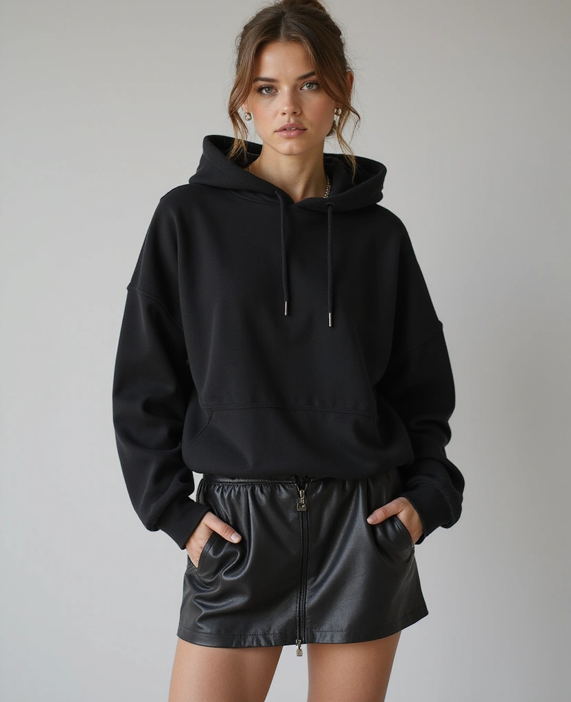 24 Stunning Leather Skirt Outfits You Need to Try Right Now (Especially #19!) - 8. Sporty Vibes with a Hoodie