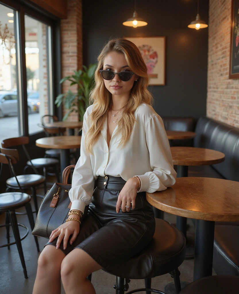 29 Stunning Leather Skirt Outfits You Need to Try Right Now (Especially #26!) - 8. Vintage Vibes with a High-Waisted Skirt