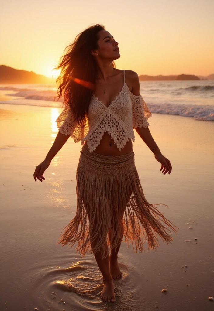 30+ Fabulous Sarong Outfit Ideas to Rock Your Tropical Getaway! - 7. Bohemian Vibes with Fringe Sarong