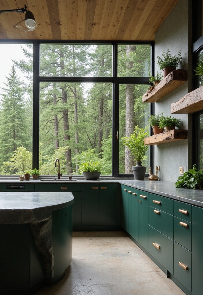 Discover 17 Earthy Kitchen Decor Ideas That Will Make You Fall in Love with Cooking Again! - 6. Forest Edge Kitchen with Mossy Accents
