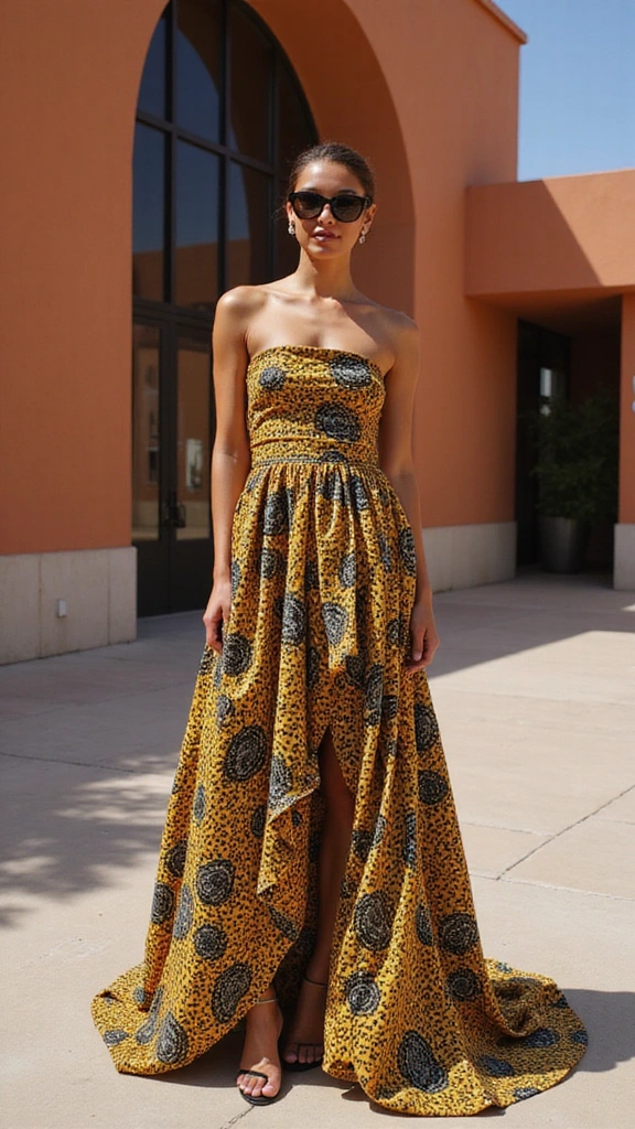 Embrace Elegance: Top African Print Gowns to Elevate Your Wardrobe - 11. The High-Low Gown: Edgy Yet Elegant