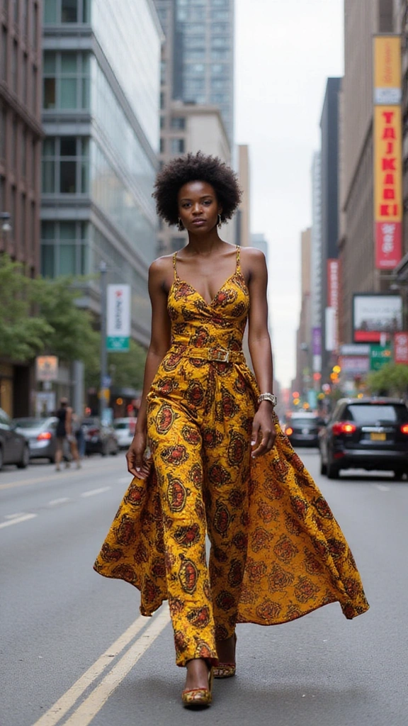 Embrace Elegance: Top African Print Gowns to Elevate Your Wardrobe - 19. The Jumpsuit Gown: Modern Mashup