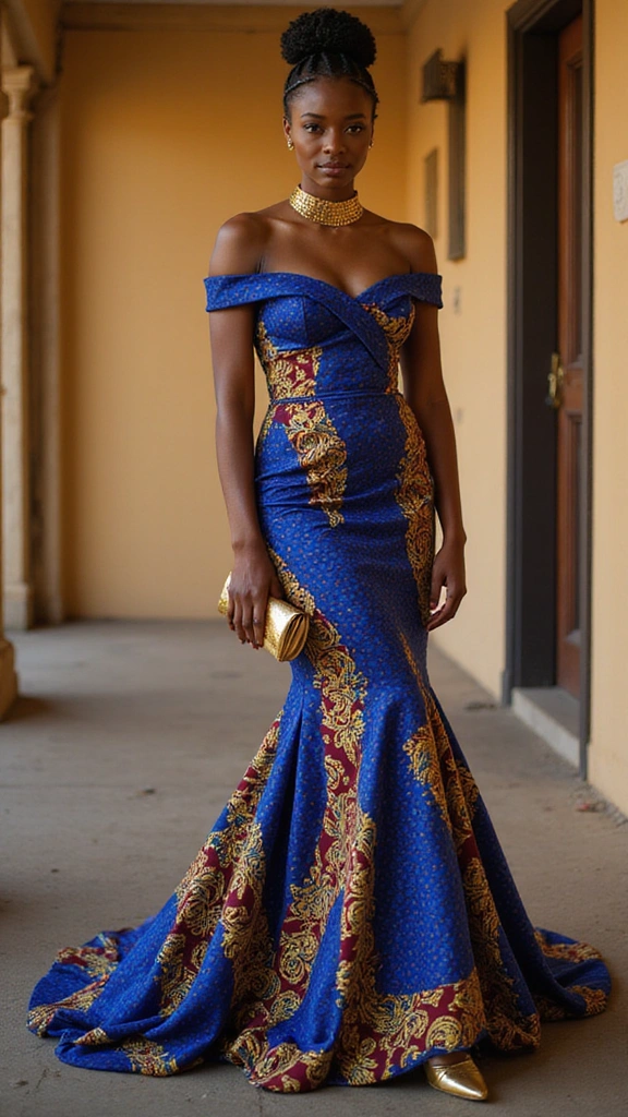 Embrace Elegance: Top African Print Gowns to Elevate Your Wardrobe - 3. The Royal Blue Kente Mermaid Gown