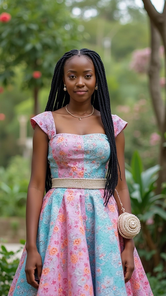 Embrace Elegance: Top African Print Gowns to Elevate Your Wardrobe - 5. The Pastel Patchwork Princess Gown