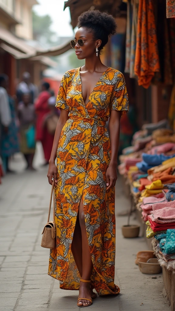 Embrace Elegance: Top African Print Gowns to Elevate Your Wardrobe - 8. The Wrap Gown: Versatile and Chic