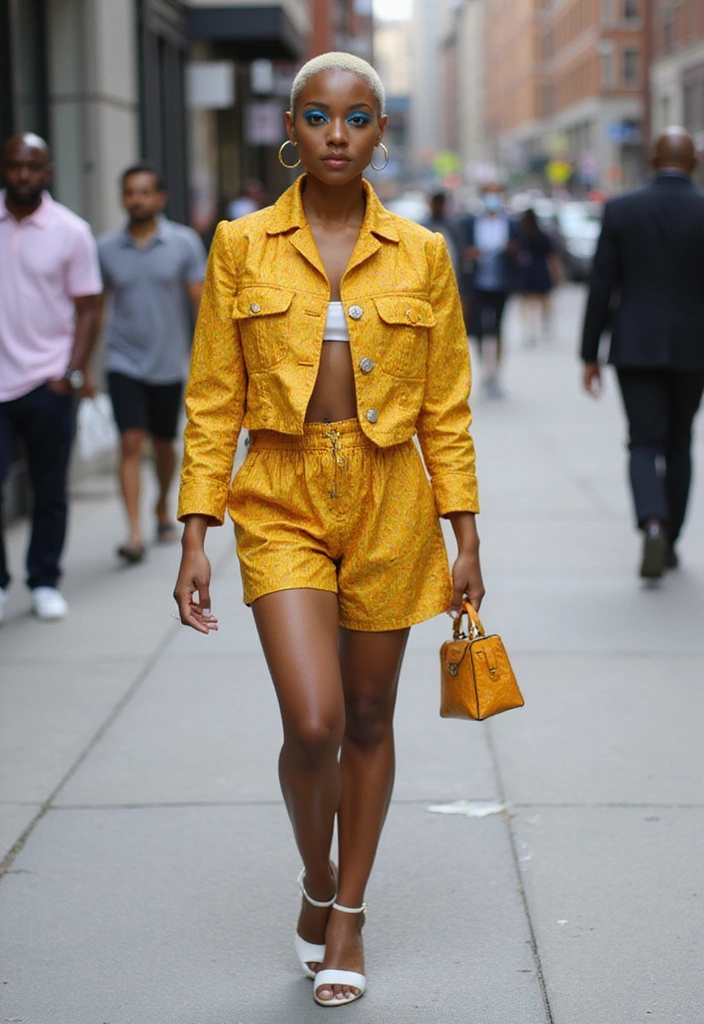 Summer Styles: Light and Breezy African-Inspired Outfits - 19. Cropped Blazer + Wide-Leg Shorts Set