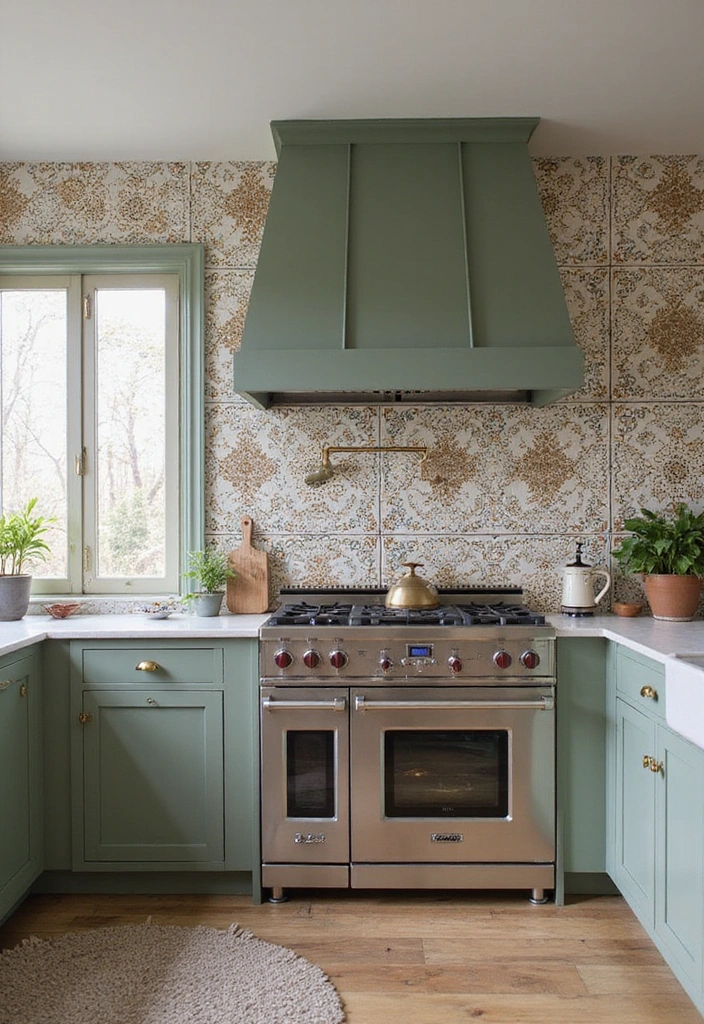 Unlock Contemporary Kitchen Looks with These 28 Backsplash Styles! - 12. Vintage Patterned Tiles