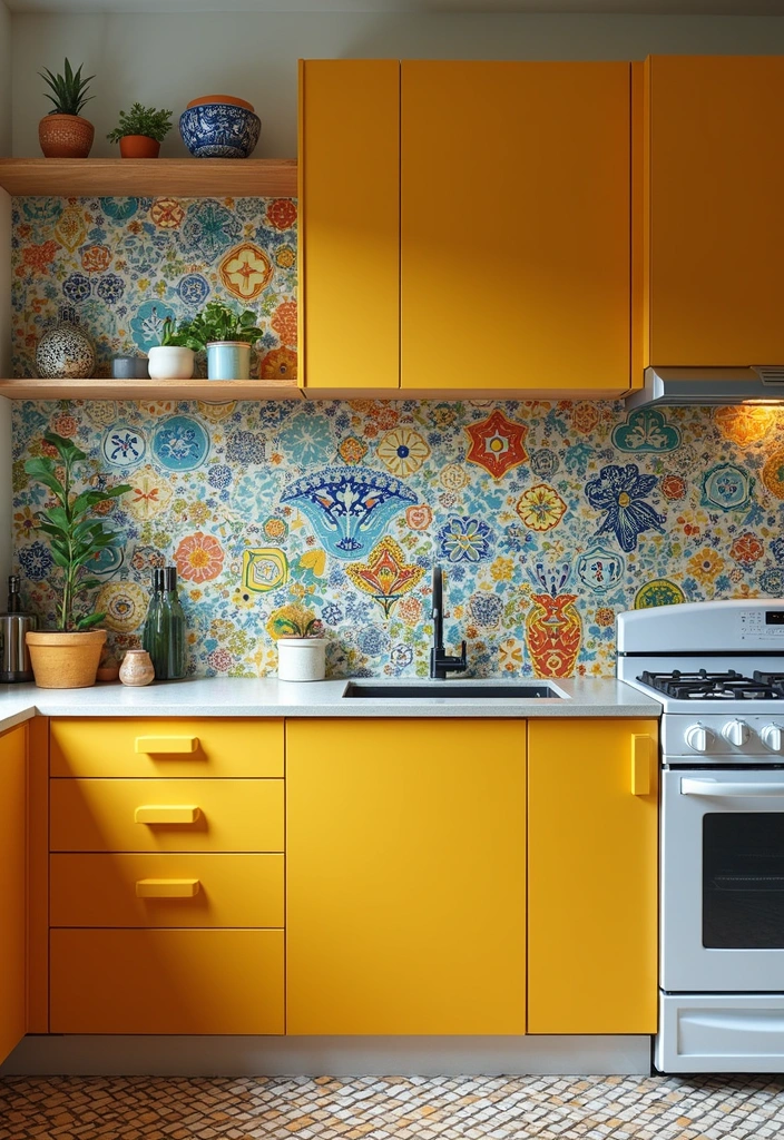 Unlock Contemporary Kitchen Looks with These 28 Backsplash Styles! - 16. Whimsical Hand-Painted Tiles