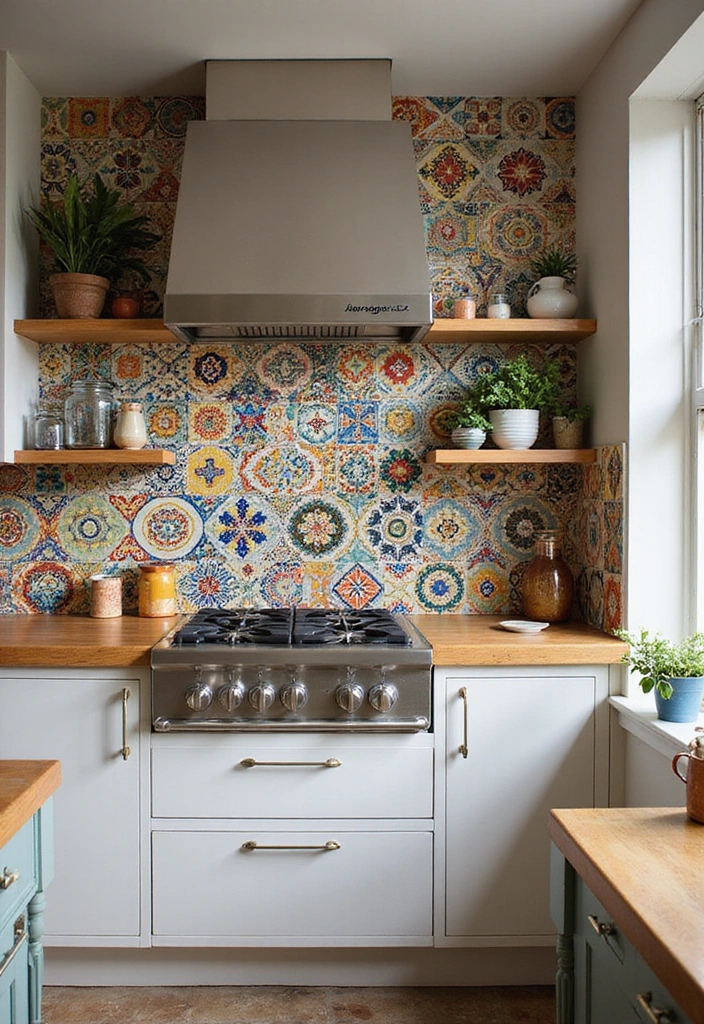 Unlock Contemporary Kitchen Looks with These 28 Backsplash Styles! - 20. Artistic Hand-Painted Tiles