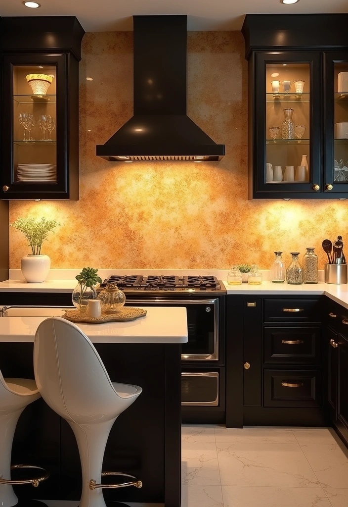 Unlock Contemporary Kitchen Looks with These 28 Backsplash Styles! - 24. Backlit Onyx Statement Wall