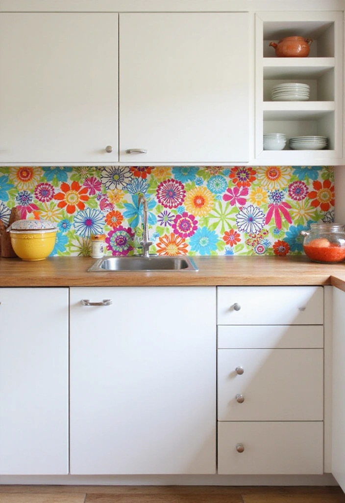 Unlock Contemporary Kitchen Looks with These 28 Backsplash Styles! - 28. Vibrant Vinyl Decals