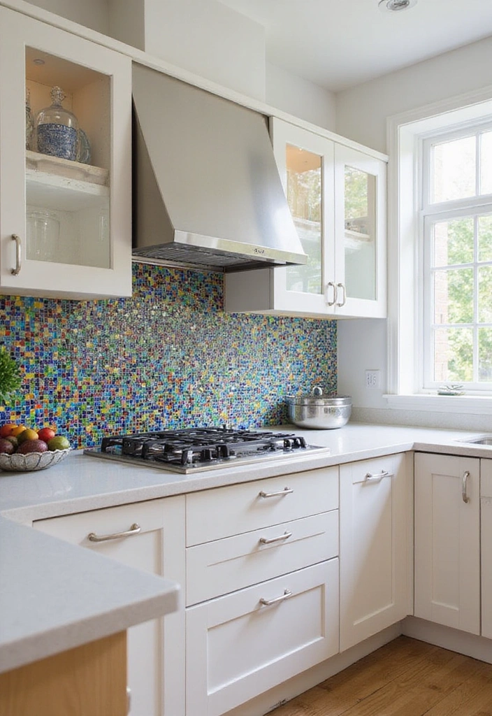 Unlock Contemporary Kitchen Looks with These 28 Backsplash Styles! - 5. Colorful Glass Mosaics