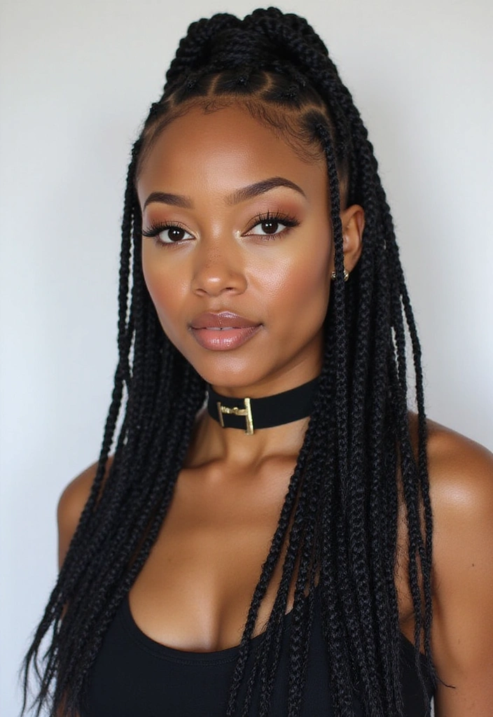15 Gorgeous Black Women Braids You’ll Want to Rock This Season! - 14. Zig-Zag Parted Feed-In Braids