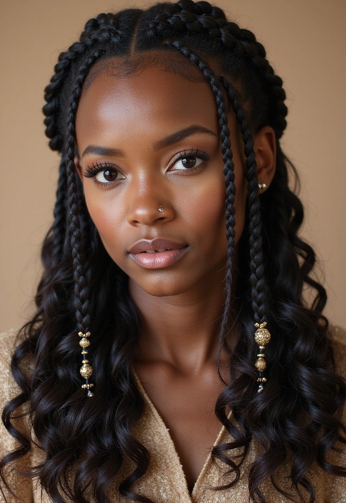 15 Gorgeous Black Women Braids You’ll Want to Rock This Season! - 15. Curly Fulani Braids with Side Beads