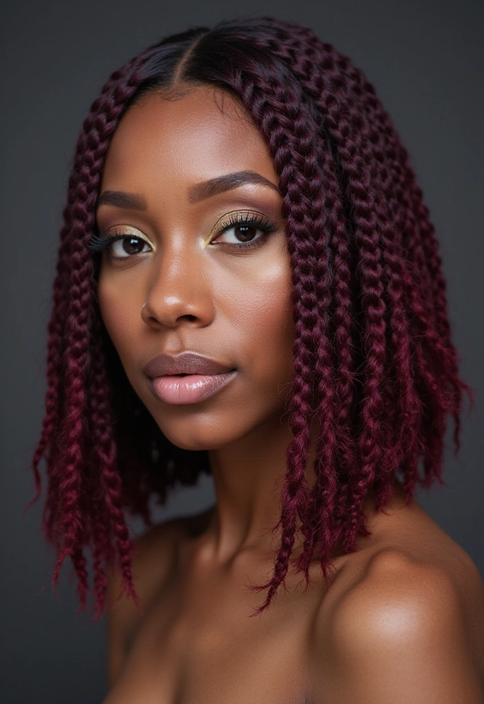 15 Gorgeous Black Women Braids You’ll Want to Rock This Season! - 4. Bold Burgundy Box Braids in a Bob