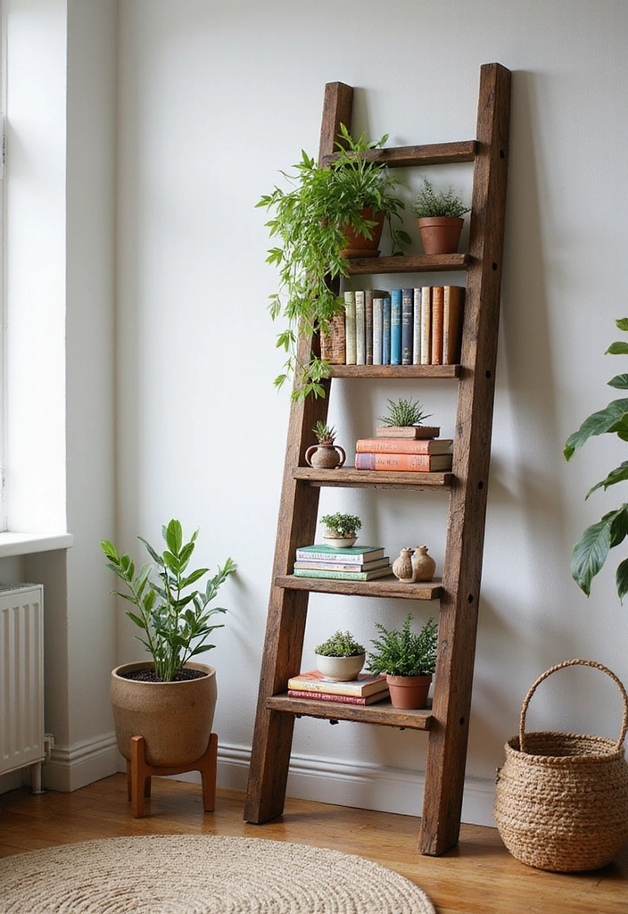 18 Stunning Upcycled Furniture Ideas That Will Leave You in Awe (Wait Until You See #11!) - 2. Ladder Book Shelf