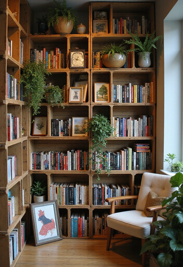 18 Stunning Upcycled Furniture Ideas That Will Leave You in Awe (Wait Until You See #11!) - 6. Crate Bookshelf