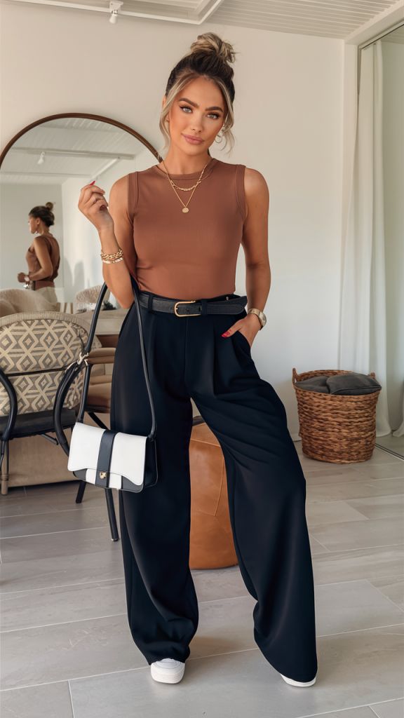 20 Classy Outfit Ideas That’ll Make You Look Effortlessly Expensive (Heads Will Turn!) - Smart Casual in High-Waisted Jeans