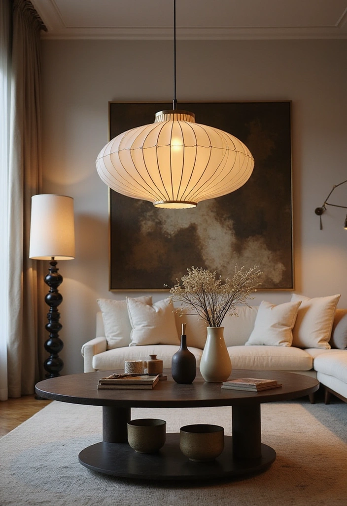 21 Modern Home Decor Ideas for a Summer Living Room That Will Wow Your Guests! - 7. Use Statement Lighting
