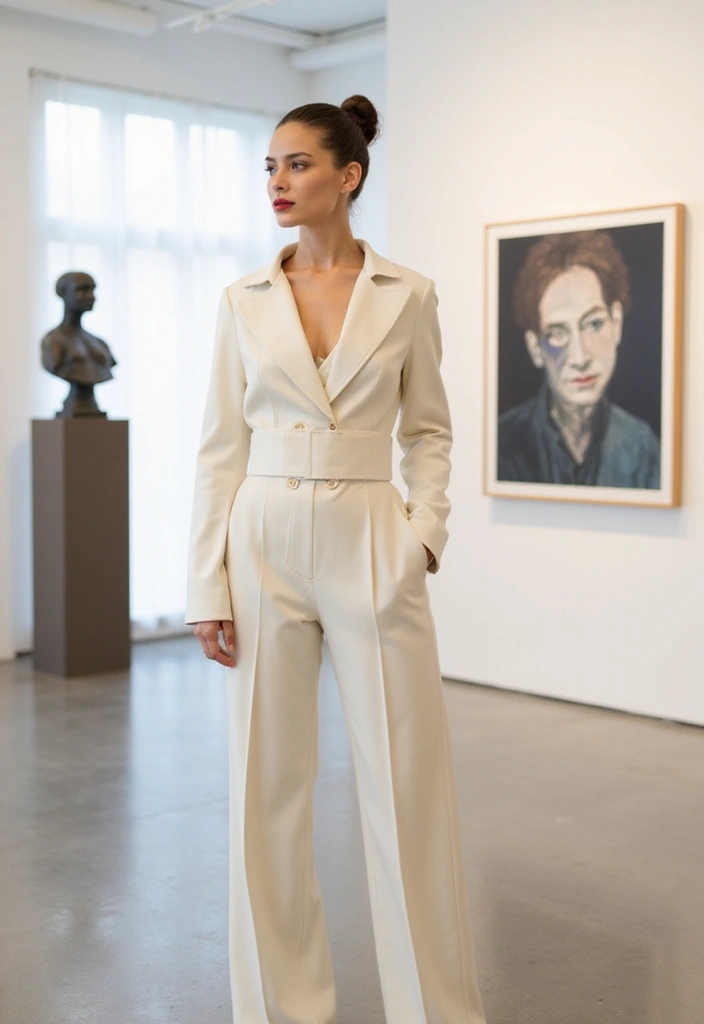28 Elegant Jumpsuits for Women That Will Elevate Your Wardrobe! - 10. Sculpted Ivory at the Museum