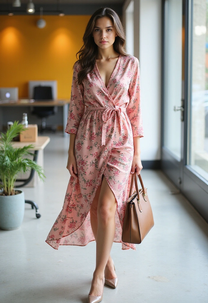 28 Office Event Outfits That Will Light Up Your Work Life (You Can't Miss #3!) - 10. The Feminine Floral Wrap Dress