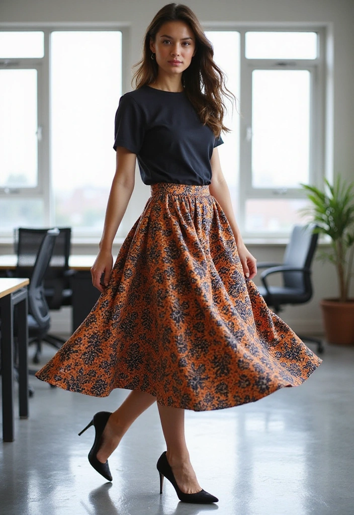 28 Office Event Outfits That Will Light Up Your Work Life (You Can't Miss #3!) - 27. The Statement Midi Skirt and Fitted Top