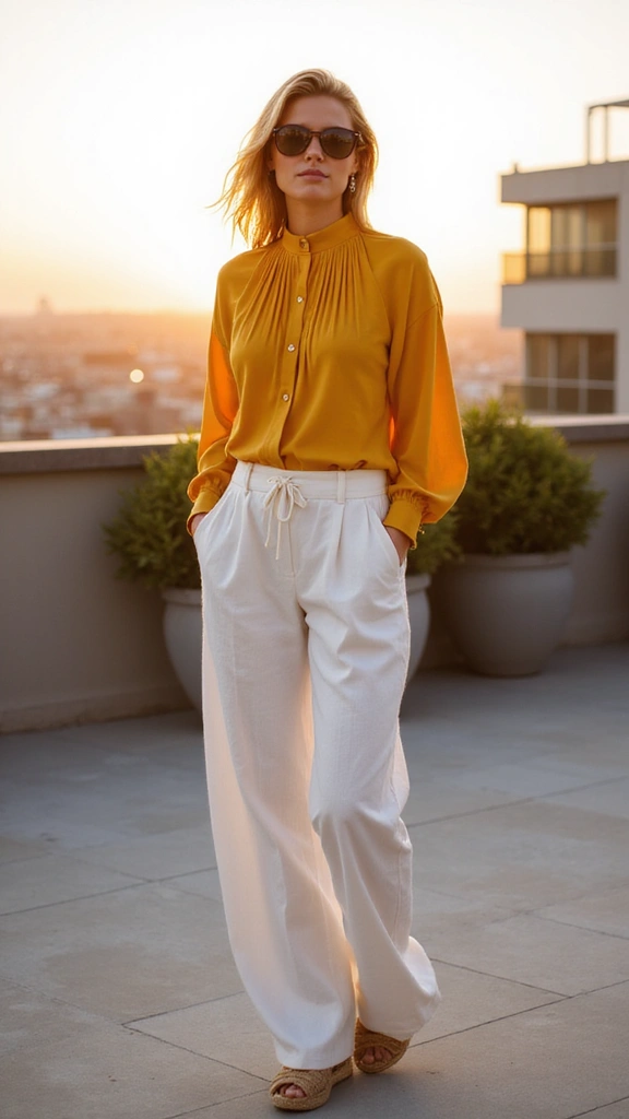 16 Stunning Blouse Designs That Will Make You the Center of Attention! - 5. Golden Hour Glam