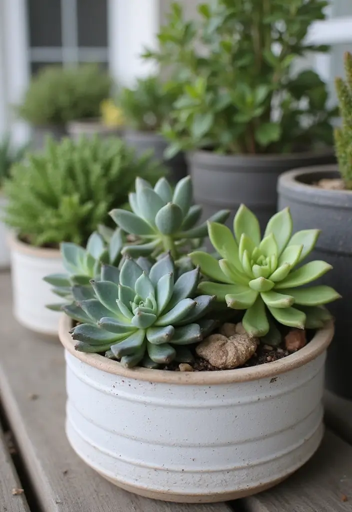 20 Stunning Plants for Your Front Porch That Are Stylish and Low-Maintenance (You’ll Love #11!) - 1. Succulent Arrangements