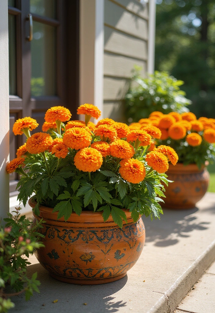 20 Stunning Plants for Your Front Porch That Are Stylish and Low-Maintenance (You’ll Love #11!) - 20. Marigolds
